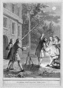 Ilustrace bajky „Un animal dans la lune“ od Jean de la Fontaine od Unknown artist