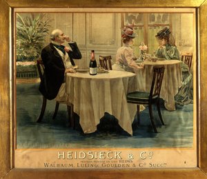 V restauraci - Reklamní plakát na Champagne Heidsieck, konec 19. století od Unknown artist