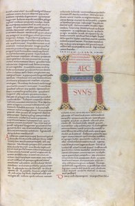 Incipit knihy Deuteronomium, Capulettera s nápisem Haec sun, 11. století (miniatura, blánový rukopis) od Unknown artist