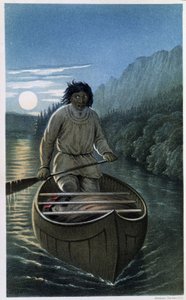 Indická kanoistika za úplňkové noci - v „Exploration of the Labrador Peninsula“, od Hind od Unknown artist