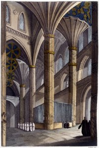 Interiér katedrály Salamanca. Litografie 19. století. od Unknown artist
