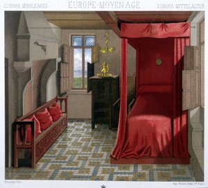 Interiér domu v 15. a 16. století. V „Le Kostým historique od A. Racineta od Unknown artist