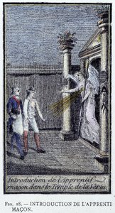Představení zednického učedníka – z rytiny z „Precious Collection of the Adonhiramite Masonry“ od rytíře všech zednářských řádů od Unknown artist