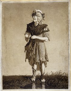Irská dívka - rytina od Unknown artist