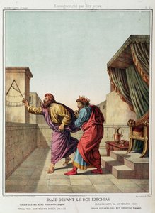 Izajáš před králem Ezechiášem ve „Svaté historii“, ed. Hachette od Unknown artist