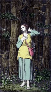 Johanka z Arku slyší její celestské hlasy: archanděl svatý Michael, svatá Kateřina a svatá Margarita jí nařídili, aby odjela do Francie pomoci králi, a ujistili ho, že Bůh mu pomůže. 19. století. od Unknown artist
