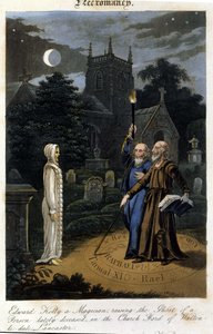 John Dee a Edward Kelly vyvolávají ducha. 1825. Bible. Morando, Milano od Unknown artist