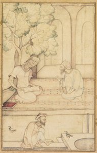 Kabir a dva následovníci na terase (recto) od Unknown artist