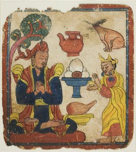 Král Mangkur vyživovaný královnou Dévikou, ze sady zasvěcovacích karet (Tsakali) od Unknown artist