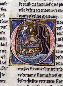 král Modreius. Rukopis: Dobytí Saint Gréal, napsaný 717 let po umučení našeho pána. Bibliotheque Municipale de Rennes, ms. 255 (Sbírka románů Kulatého stolu); Paříž od Unknown artist
