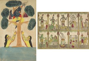 Krišna krade oblečení kovbojek (Gopis) (recto); Das Avataras, Deset inkarnací Višnua (verze) od Unknown artist