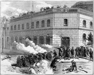 La Commune de Paris v roce 1871. Obrana Elysejského paláce Federes (Communardy). od Unknown artist