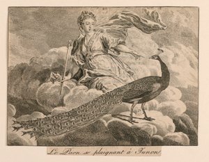 „Páv si stěžuje Juno“ z La Fontainových bajek od Unknown artist