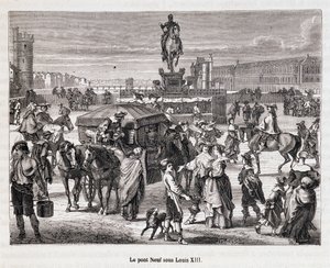 Le Pont Neuf za Ludvíka XIII. - Rytina 19. století od Unknown artist