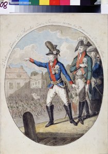 Maršál Alexander Alexander Souwaroff (Souvaroff nebo Souvarov nebo Alexander Souvorov) (1729-1800) inspekce vojsk před kurfiřtem saského paláce ve Varšavě v roce 1794 během Kosciuszkova povstání. (polní maršál Alexandr Suvorov inspekt od Unknown artist