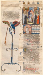 List vyříznutý z "Decretum" od Gratiana: Iniciála C [anonici jisté církve] se sedícím klerikem od Unknown artist