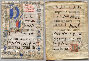 List z graduálu: Historická iniciála R: Vzkříšení (recto) a Initial D (verze) od Unknown artist