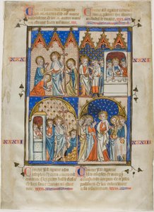 List z obrazového cyklu: Kristus se zjevuje třem Mariím, Kristus a poutníci na cestě do Emauz, Pochybující Tomáš a Kristus se zjevuje apoštolům. od Unknown artist