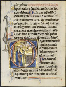List ze žaltáře: Iniciála D: David v modlitbě před oltářem a Kristus v oblaku (2 ze 2 vyříznutých listů) od Unknown artist