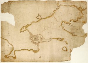 Pevnost a přístav Louisburg, Cape Breton, asi 1745 (rukopis) od Unknown artist