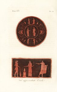 Lysander a Agesilaus II. ze Sparty (nahoře) a Herkules ve lví kůži s kyjem při oběti s Deiphobem, králem Amiclea v Laconii, a jeho manželkou (dole) od Unknown artist
