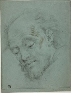 Mužská hlava při pohledu dolů od Unknown artist