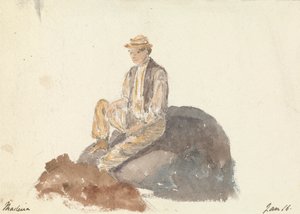 Muž sedící na skále (Madeira 16. ledna) od Unknown artist