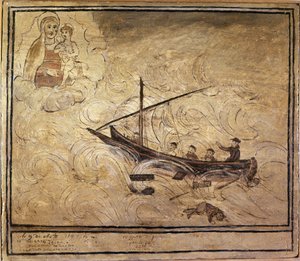Muž u moře. Voto z 16. století z kostela Madonna dell