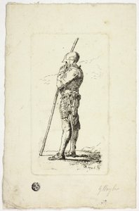 Muž v brnění Holding Staff od Unknown artist