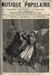 Marie Justine Benoite Duronceray, zvaná Madame Favart, a Rochart (Rochard) v „Servante Maitresse“ (Serva padrona) od Pergolese (Giovanni Battista Pergolesi) – rytina v proslulém týdeníku „“Populární hudba””” - 1882 od Unknown artist