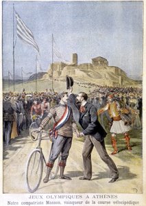 Masson vítěz velocipedického závodu na olympijských hrách v Aténách - v „“Le Petite Journal““ z 26.4.1896 od Unknown artist