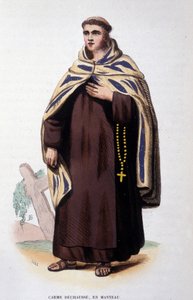 Člen Řádu Karmelu volný (Řád Panny Marie Karmelské). Rytina 19. století od Unknown artist