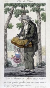 Obchodník s kaštany s cukrem - v „“Cris de Paris“, deb. 19. století od Unknown artist