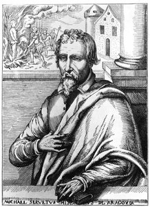 Michel Servet (Michel de Villanueva) (1511-1553), španělský lékař a teolog. Rytina od Unknown artist