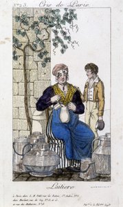 Mléko nalévání mléka do láhve pro mladého muže - v „“Cris de Paris“, deb. 19. století od Unknown artist