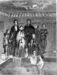 Mormonský křest. 19. století rytina. od Unknown artist