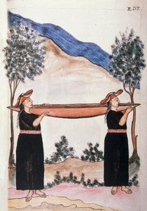 Indiáni Moyobamba nosí svou kánoi z knihy „Trujillo del Peru“ nebo „Codex Martinez Companion“, od Baltazara Martineze Companiona a Bujandy, biskupa z Trujillo (1782-1785) od Unknown artist