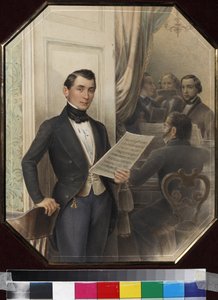 Hudebníci na zkoušce, Anonym. Pero, štětec, akvarel, inkoust a bílá barva na papíře od Unknown artist