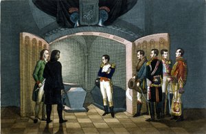 Napoleon Bonaparte před hrobkou Fridricha II Pruského. od Unknown artist