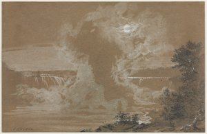 Niagarské vodopády za měsíčního svitu od Unknown artist