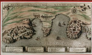 Nice, Villefranche a Monako v 17. století (geografické decoupe) od Unknown artist