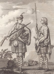 Důstojník (vlevo) a seržant 42. Highlanders – Black Watch – kolem roku 1750 (rytina) od Unknown artist