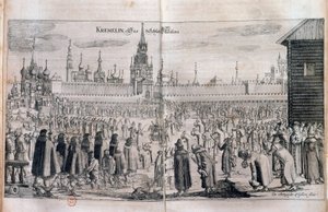 Oficiální ceremoniál s průvodem v moskevském Kremlu. Rytina 17. století. ruská knihovna od Unknown artist