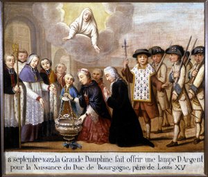 8. září 1682 nabídl velký delfín stříbrnou lampu k narození vévody z Burgundska (Louis de France od Unknown artist