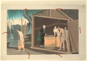 Jedna ze šestnácti scén smrti a pohřbu člověka od Unknown artist