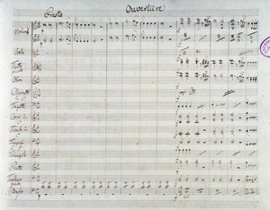 Strana notového záznamu pro Únos ze seraglia, Mozartova opera, verze Lichtenthal (1838) od Unknown artist