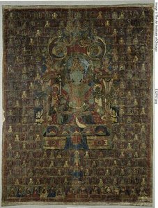 Malovaný prapor (thangka) bonského božstva Tonpa Šenrapa od Unknown artist
