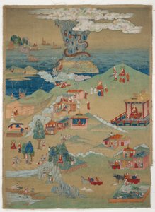 Malovaný prapor (thangka) pěti mravních příběhů z Avadana Kalpalata Jataka od Unknown artist