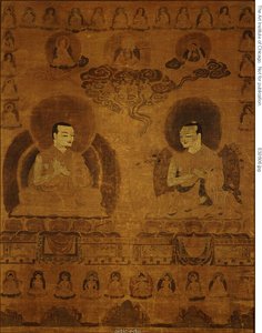 Malovaný prapor (thangka) učitelů linie Sakjapa od Unknown artist