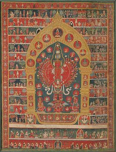 Malovaný prapor (thangka) Avalókitéšvary, inkarnace boha deště Rato Matsjendranathy od Unknown artist